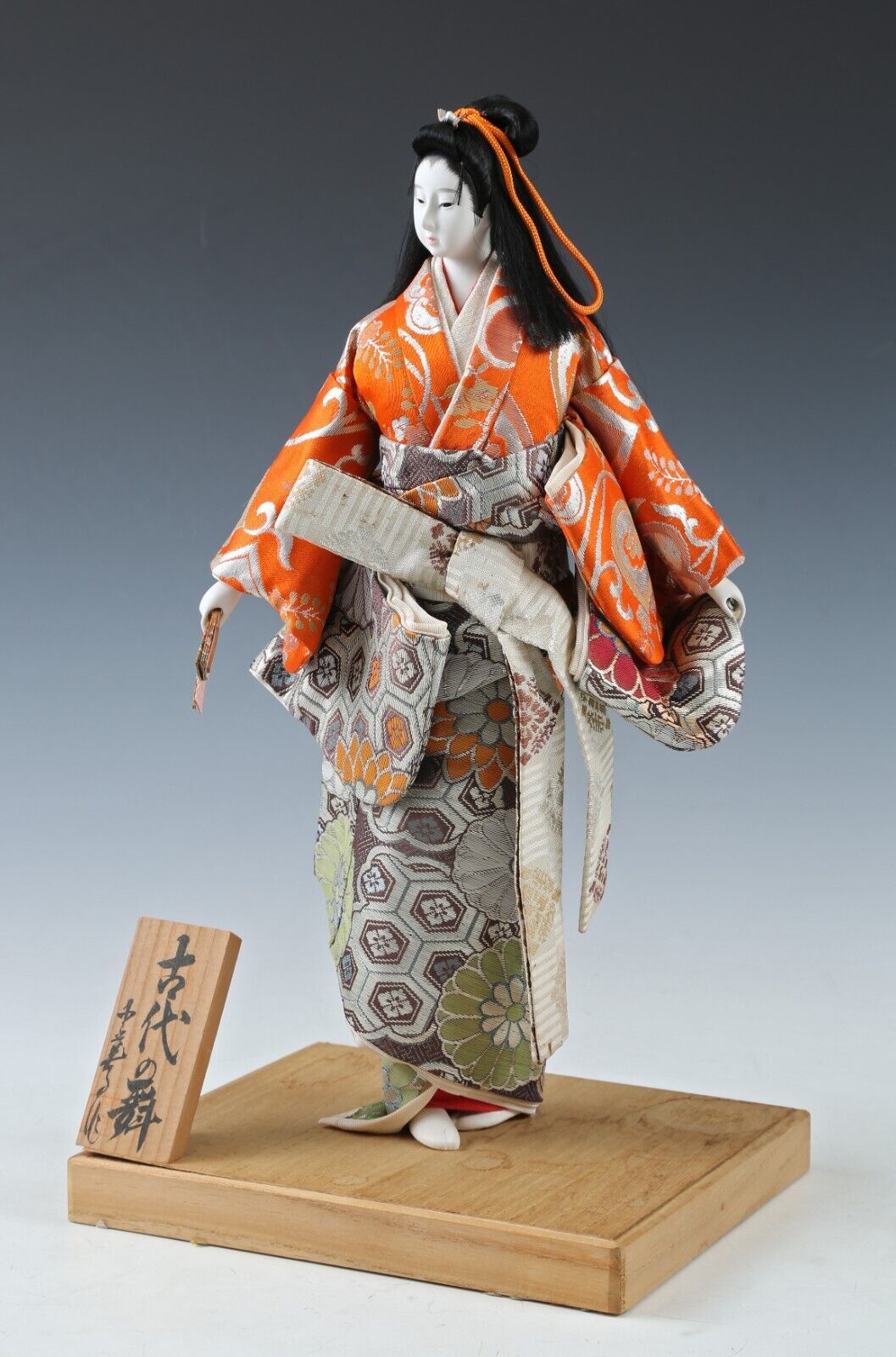 Cute Japanese Vintage Geisha Doll in Traditional Kimono Clothing Ethic Asian Art Collectible Decor.
