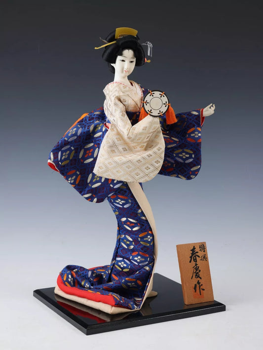 Collectible Japanese Vintage Decor Traditional Geisha Doll in Ethnic Kimono.