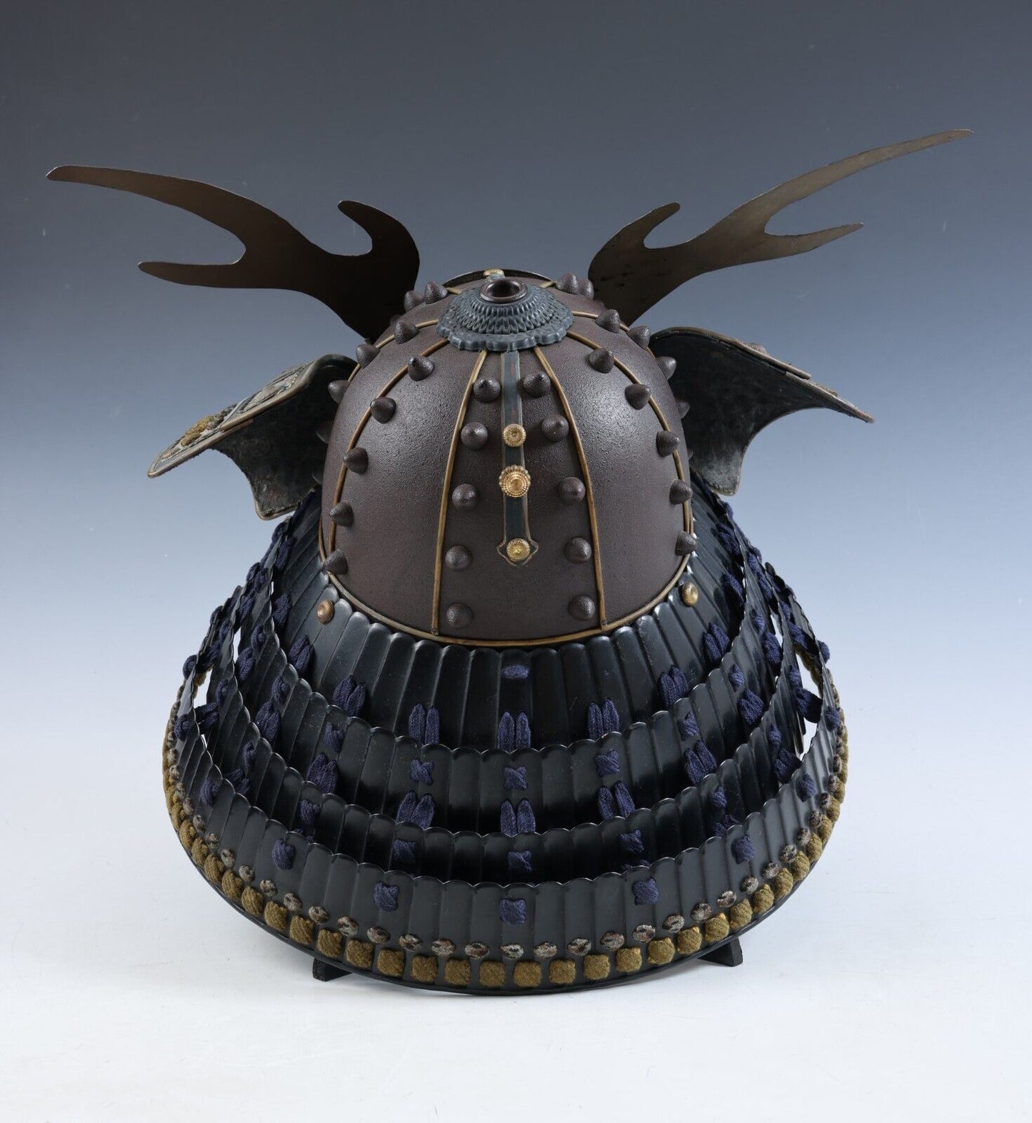 Japanese Antique Kabuto Helmet with Mask - Collectible Samurai Headgear Armor.