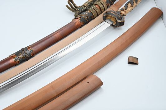 Muromachi Era Legacy Samurai Tacho Long Sword Katana Weapon Tamahagane Blade Collectible.
