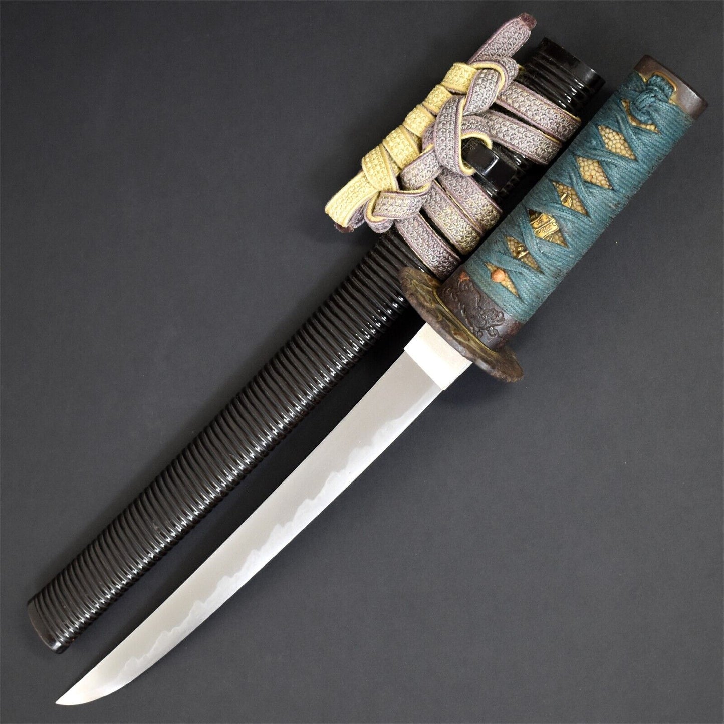 Authentic Japanese Samurai Short Sword Tanto Signed Weapon Dagger Antique Edo Era.