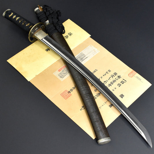 Antique Japanese Samurai Katana Sword Wakizashi Mizuta Samurai Weapon Tamahagane Steel.