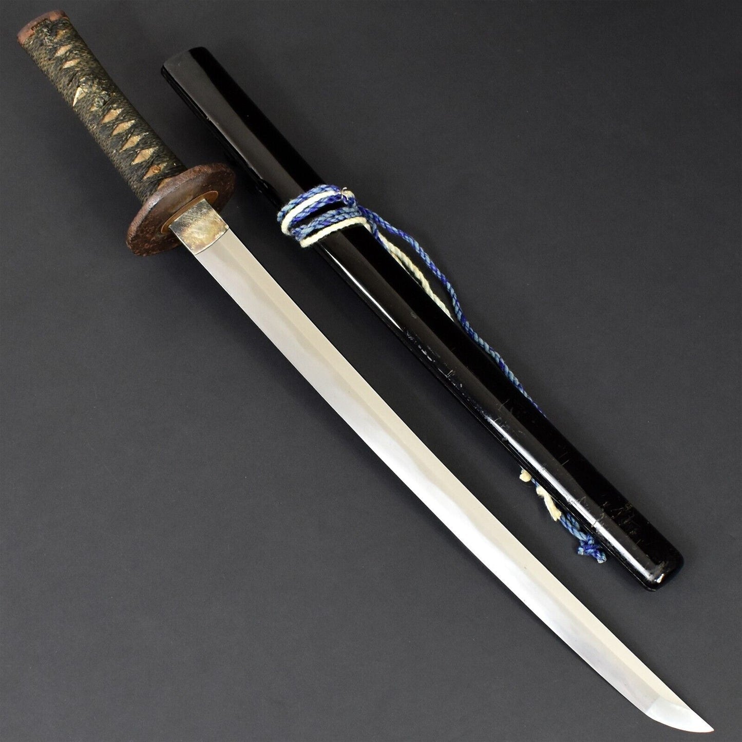 Authentic Japanese Wakizashi Katana Sword Tadakuni Certified Antique Samurai Blade Tamahagane Edo Era.