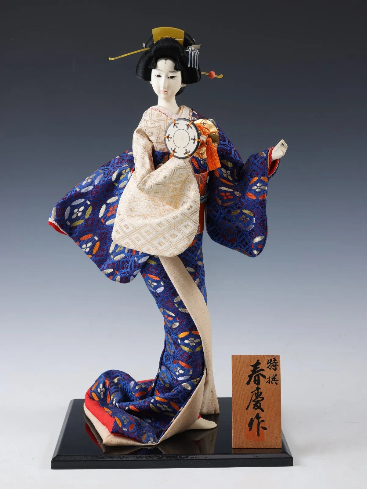 Collectible Japanese Vintage Decor Traditional Geisha Doll in Ethnic Kimono.