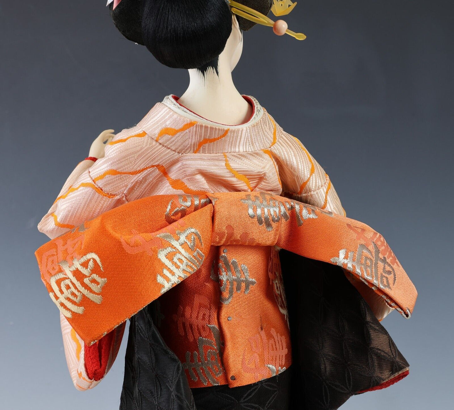 Collectible Japanese Geisha Doll with Traditional Kimono and Accessory Vintage Sukiyo Showa Era.