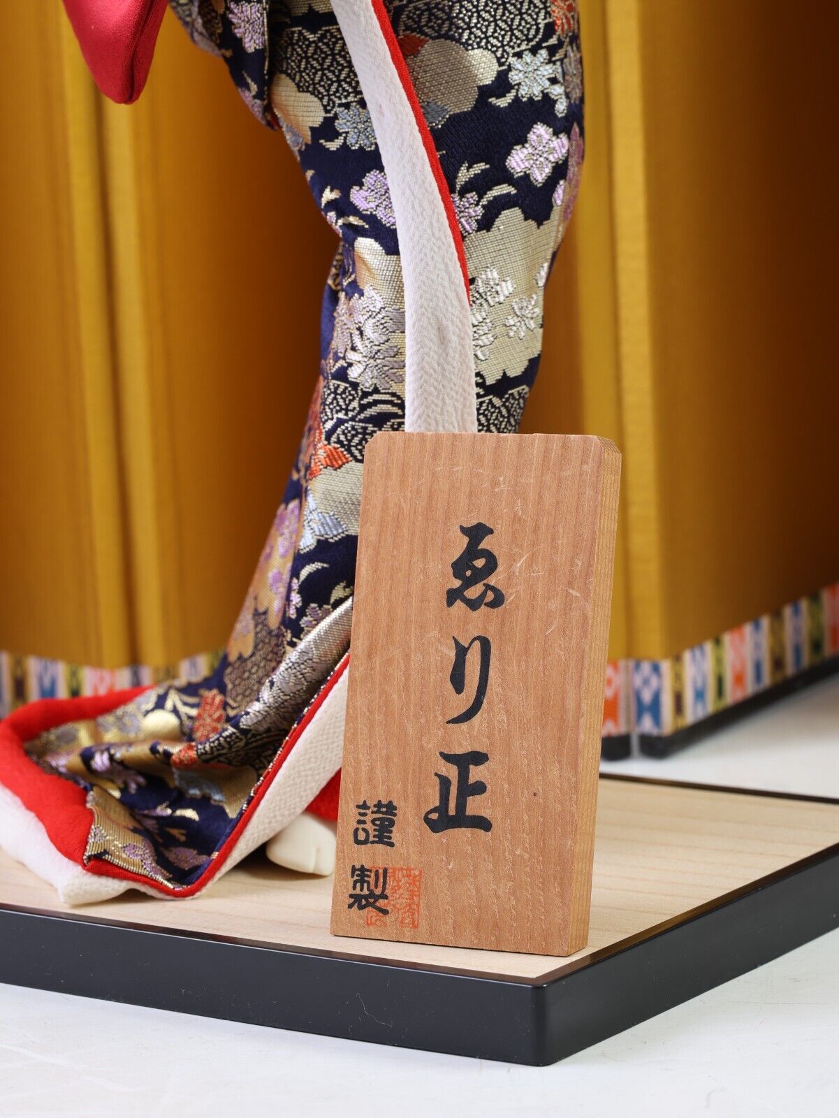 Unique Japanese Geisha Doll Traditional Decorative Figurine with Kimono and Fan.