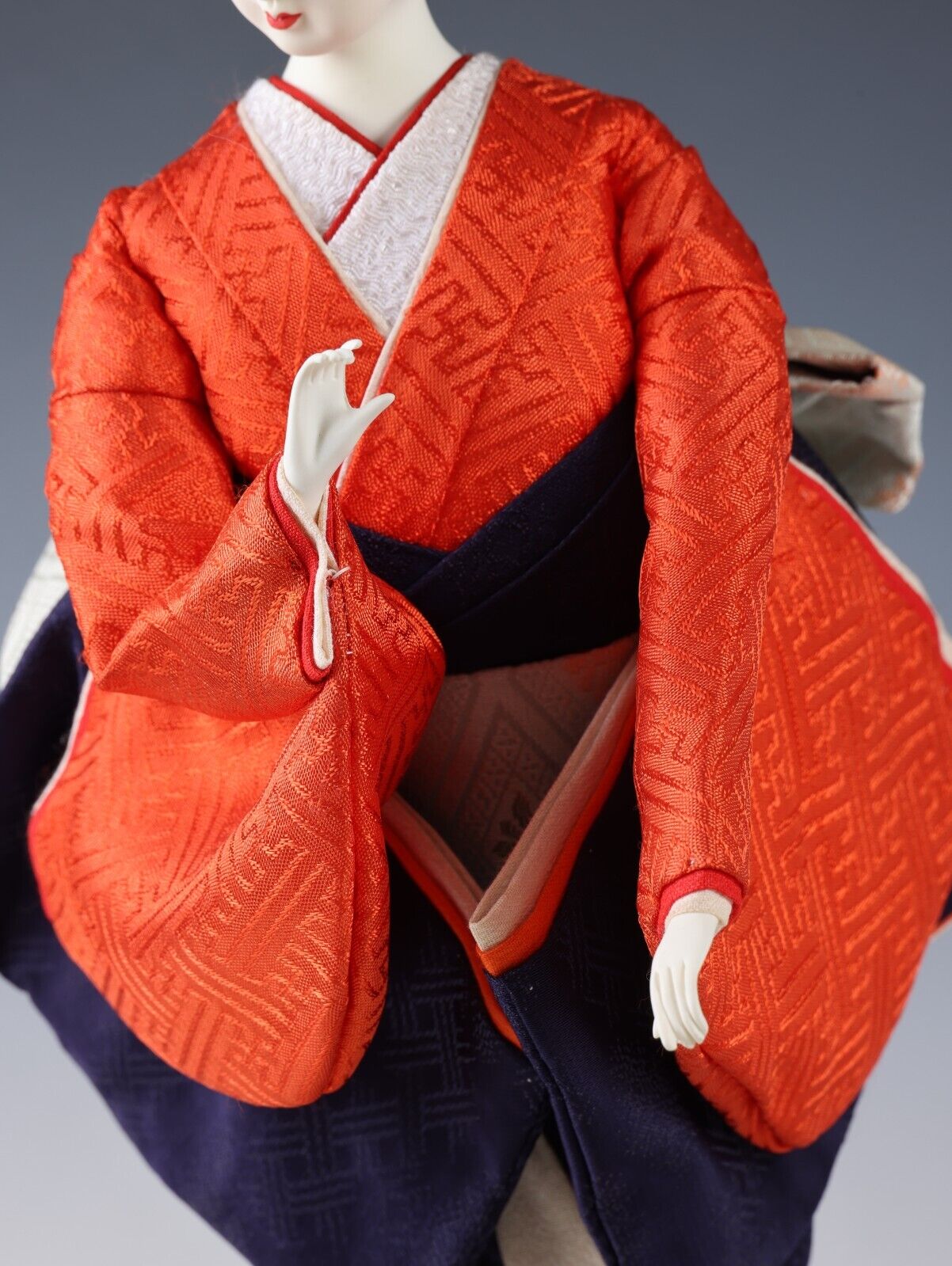 Japanese Collectible Vintage Geisha Doll in Traditional Kimono with Lantern.