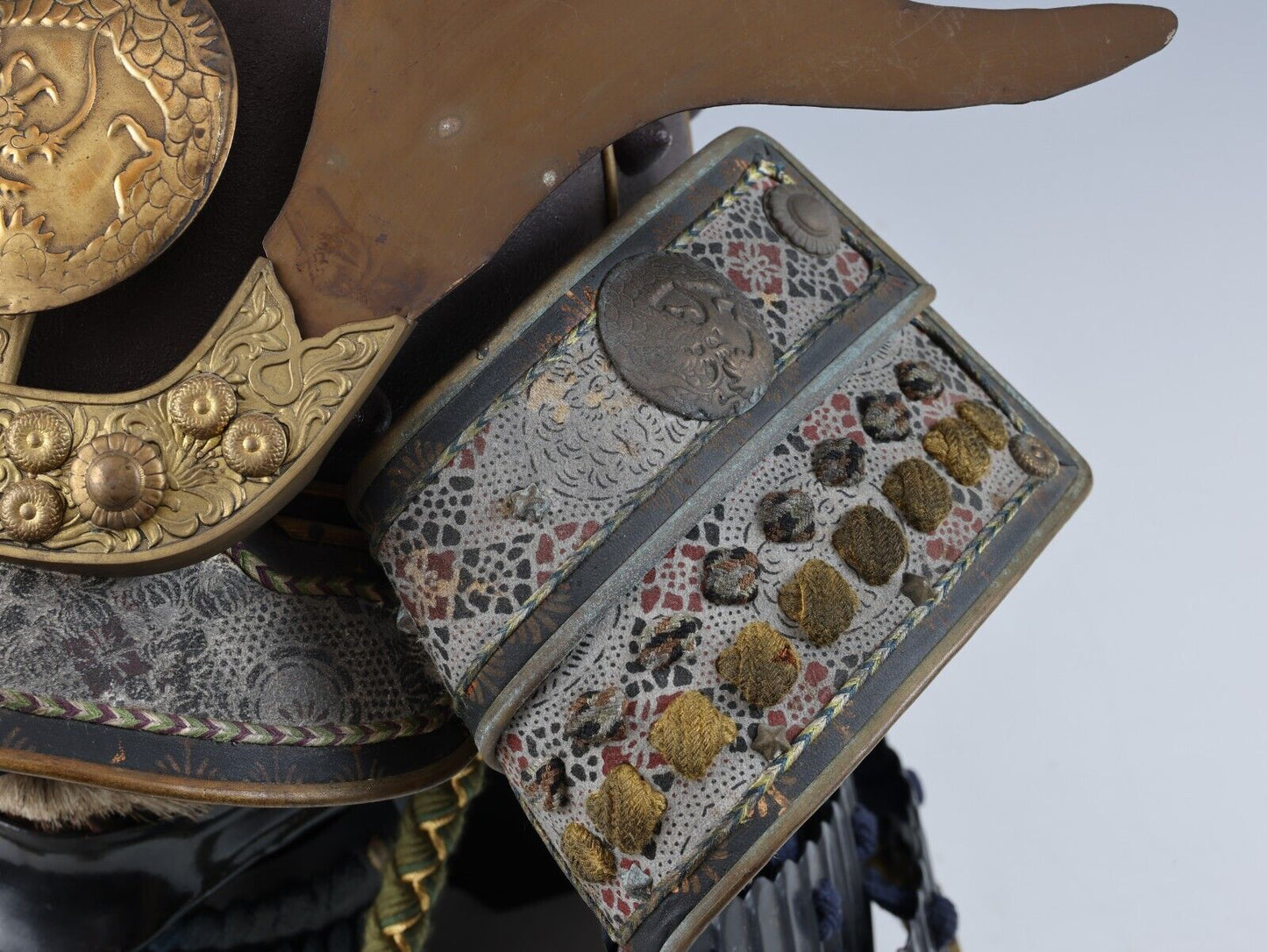 Japanese Antique Kabuto Helmet with Mask - Collectible Samurai Headgear Armor.