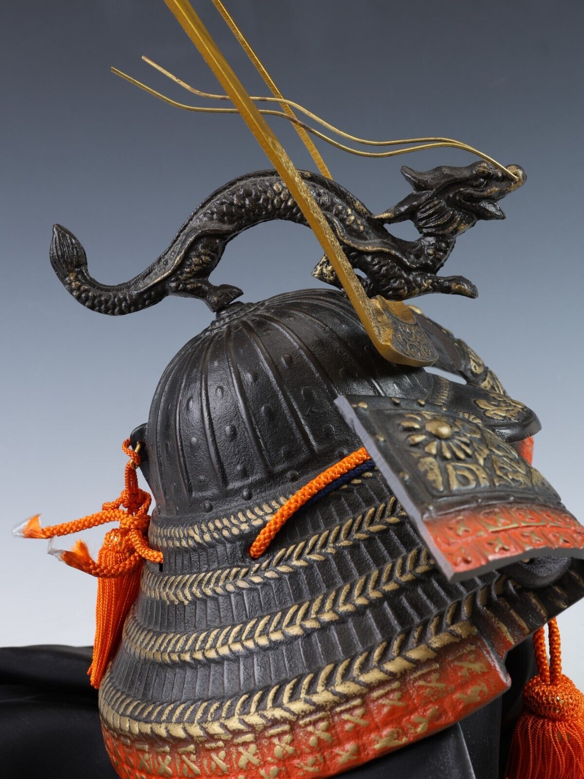 Stunning Antique Samurai Helmet with Mask Japanese Dragon Kabuto Collectible Armor.