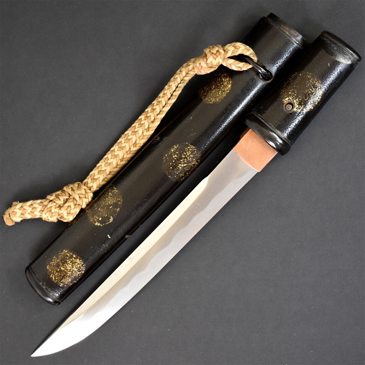 Japanese Authentic Short Sword Tanto Antique Samurai Dagger Tamahagane Weapon Collectible.