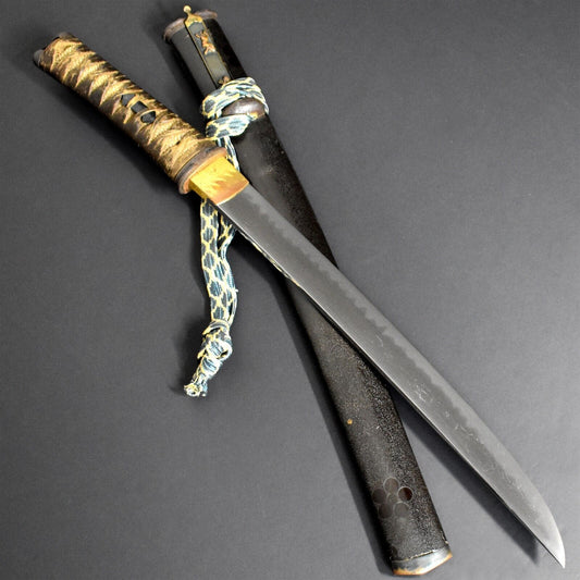 Japanese Katana Wakizashi Kanetomo NBTHK Authentic Antique Sword Edo Era Tamahagane Steel.