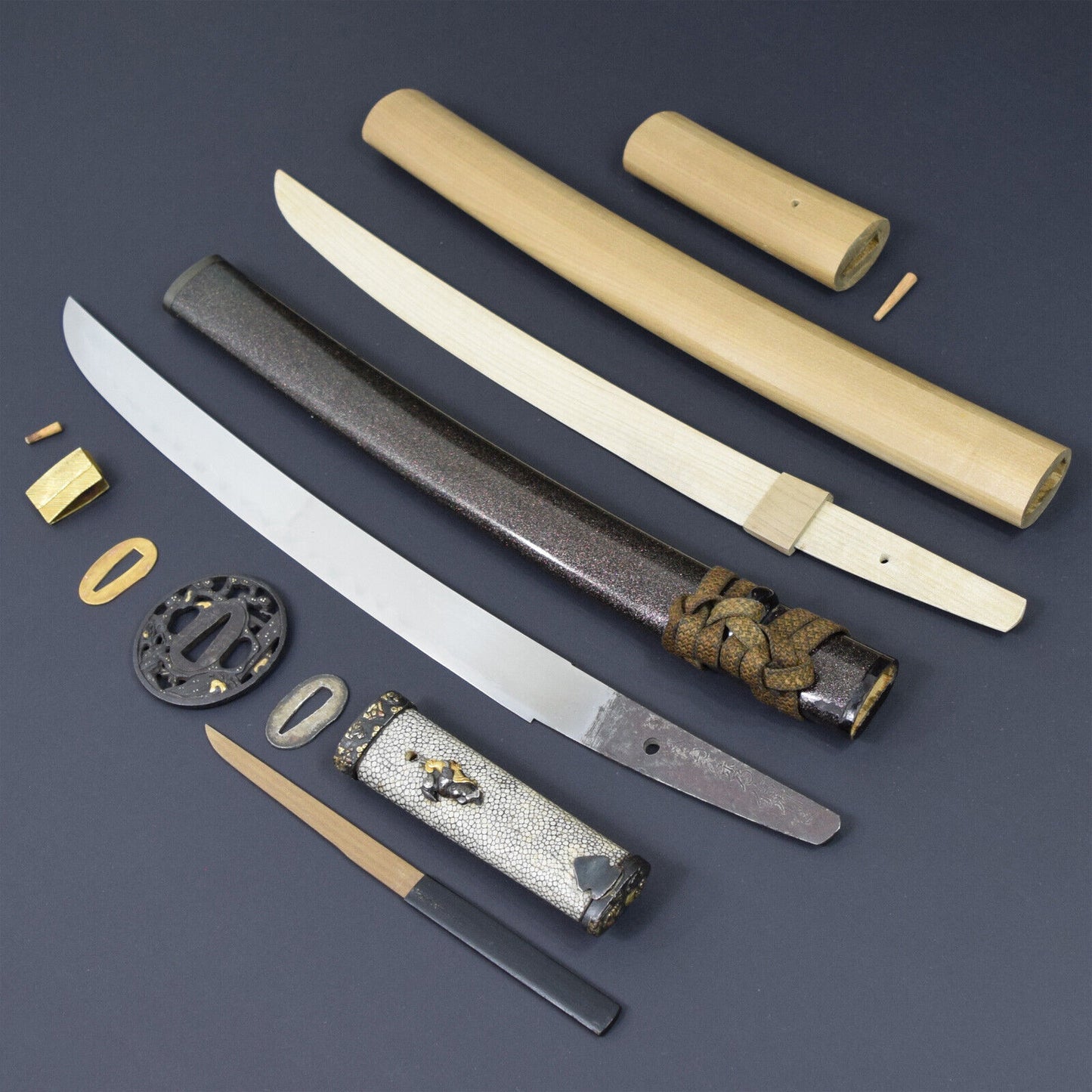 Japanese Katana Wakizashi Sword Authentic Signed Samurai Blade Edo Era Weapon Tamahagane.