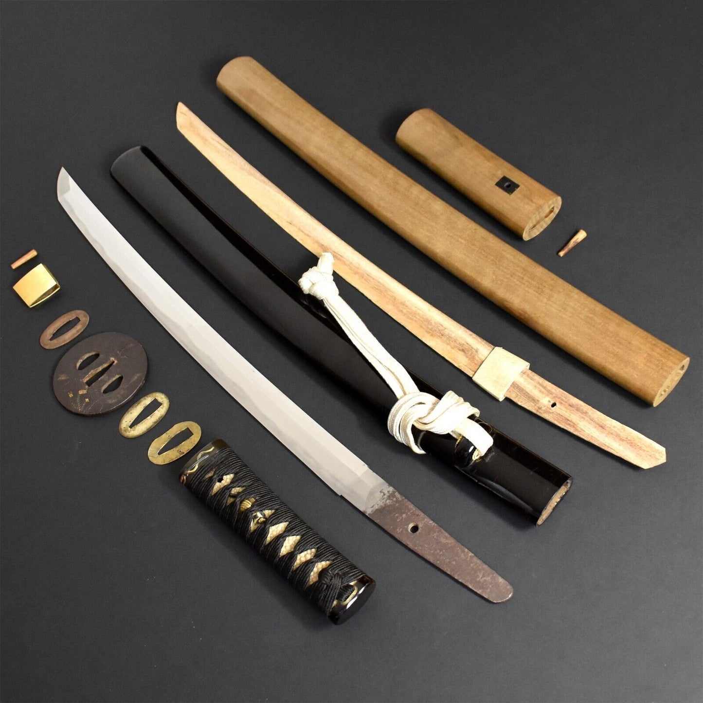 Antique Original Japanese Katana Sword Wakizashi Koshirae Authentic Samurai Blade Tamahagane Steel.