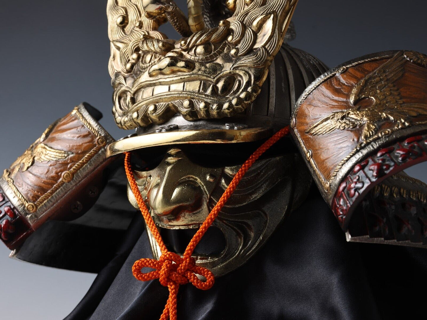 Rare Japan Vintage Samurai Kabuto Helmet - Dragon and Hawk Helm with a Mask