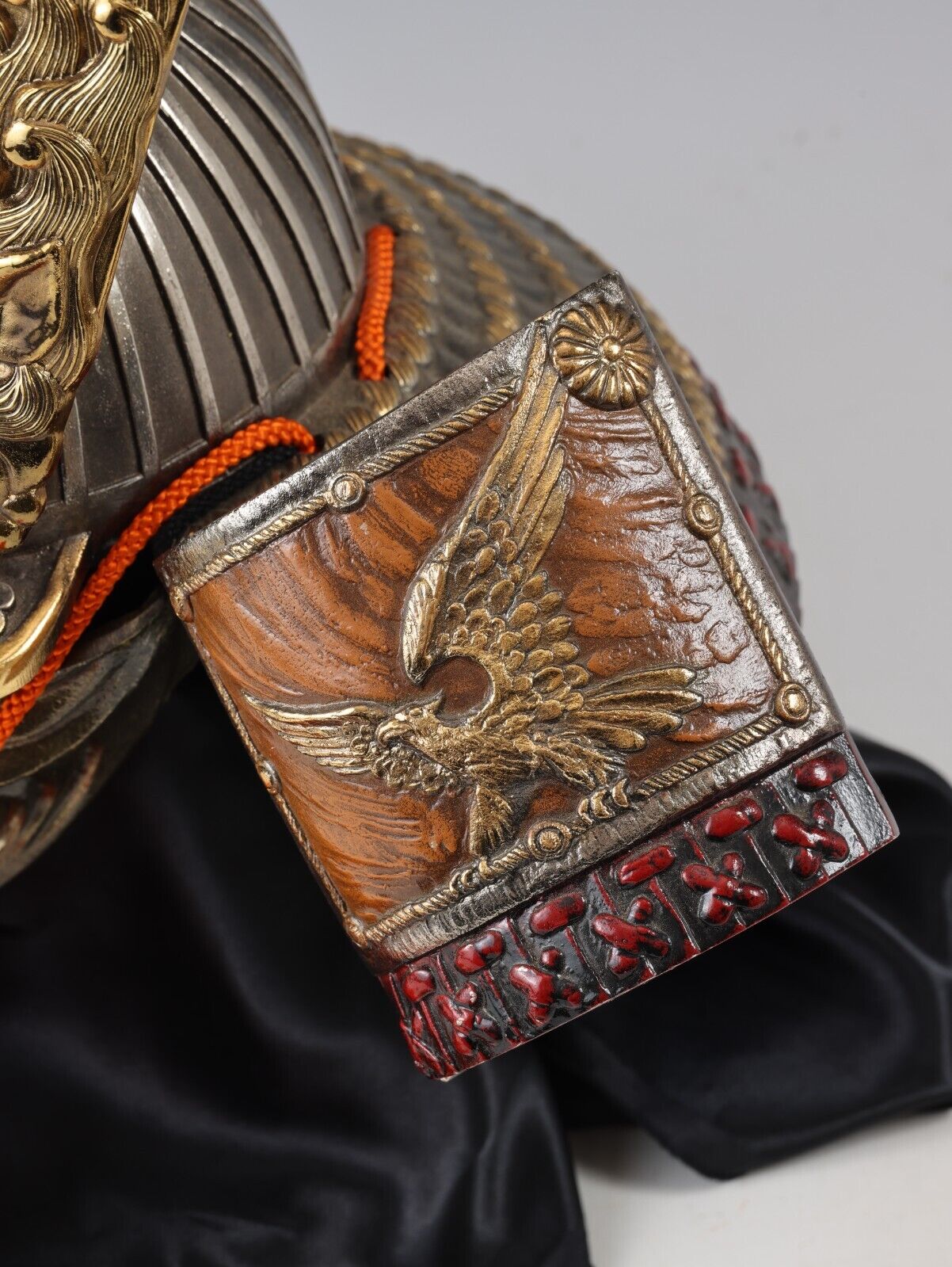Rare Japan Vintage Samurai Kabuto Helmet - Dragon and Hawk Helm with a Mask