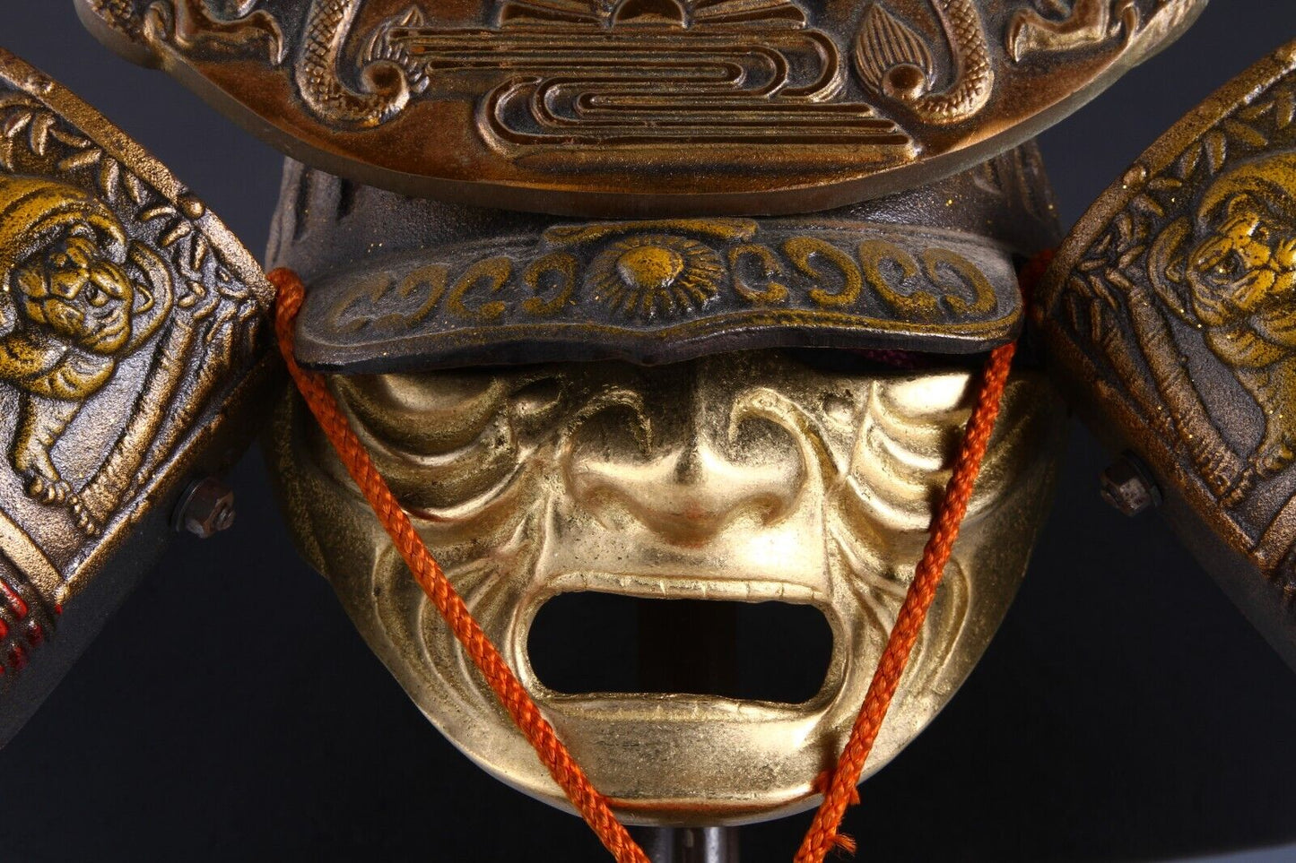 Old Samurai Japan Metal Kabuto Helmet - Dragon Helmet with a Mask